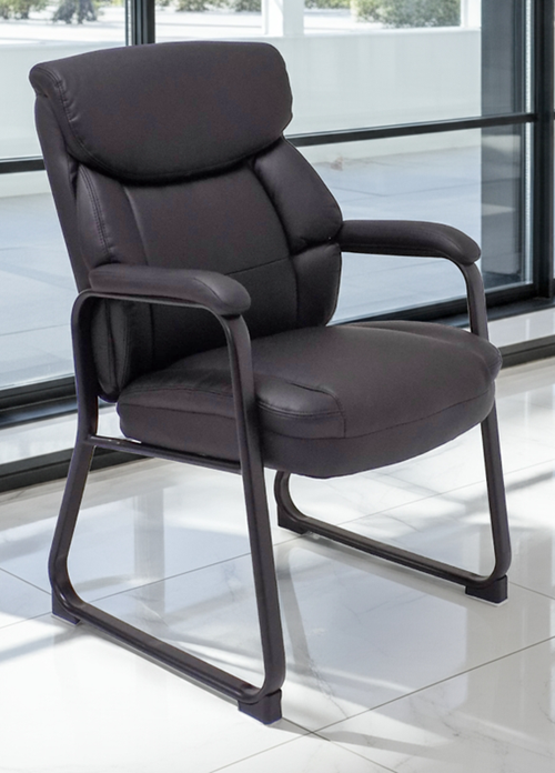 InStock Chairs Big & Tall 400 lb Capacity Bariatric Black Leather Guest Chair